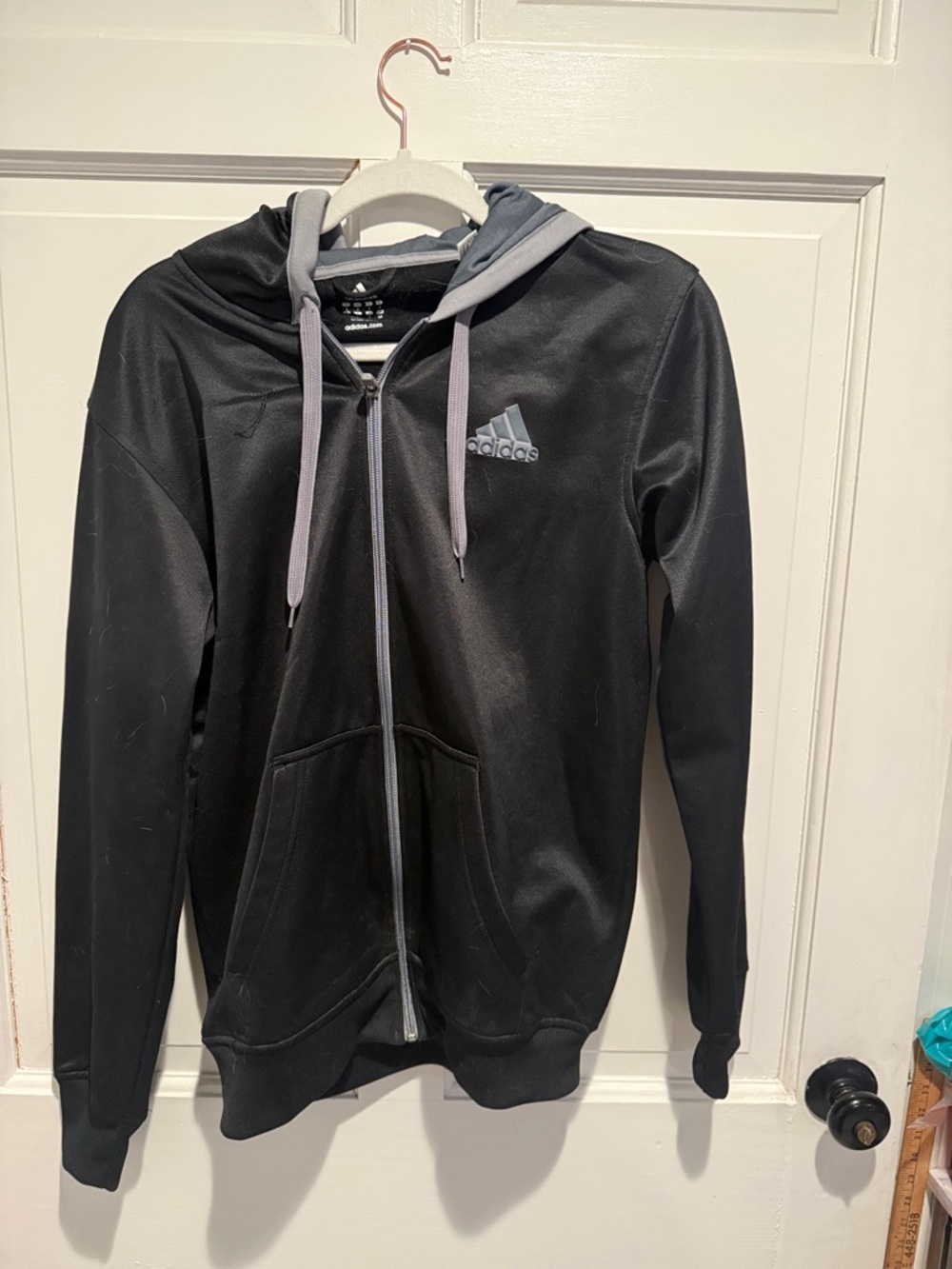 adidas Black Full-Zip Hoodie with Gray Accents